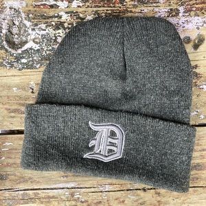 DETROIT LIONS TIGERS Knit Beanie Cap Hat Gray White Black